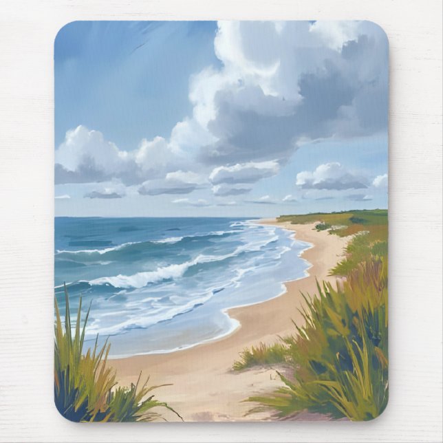Ocean Waves | Beach Coastal Painted Mouse Mat (Front)