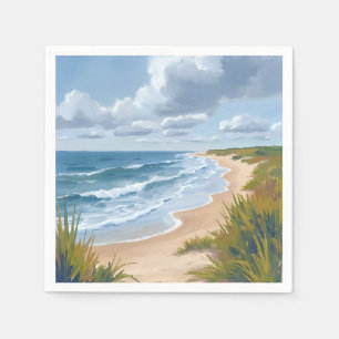 Ocean Waves   Beach Coastal Painting Napkin