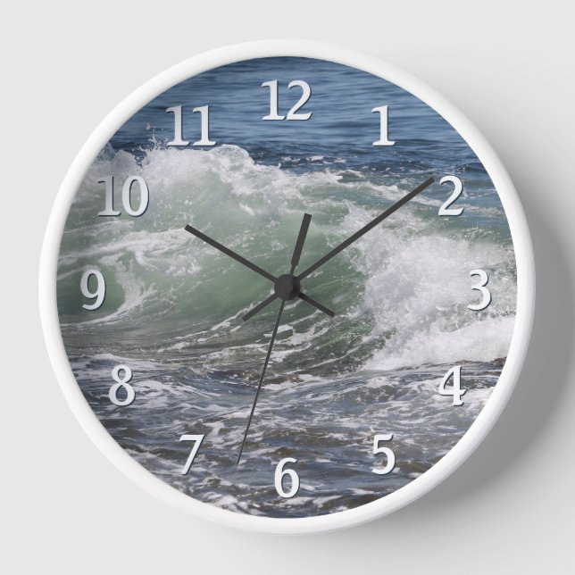 Ocean Waves Beach Coastal Photo Clock (Front)