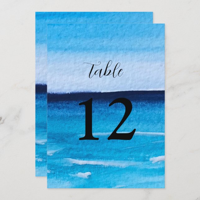 Ocean Waves Beach Destination Blue Table numbers (Front/Back)