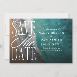 Ocean Waves Beach Destination Wedding Save The Date