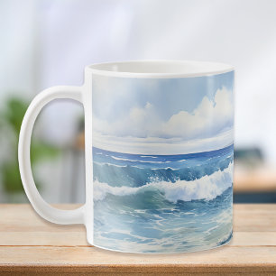 Ocean Waves Beach House Aesthetic Coffee Mug