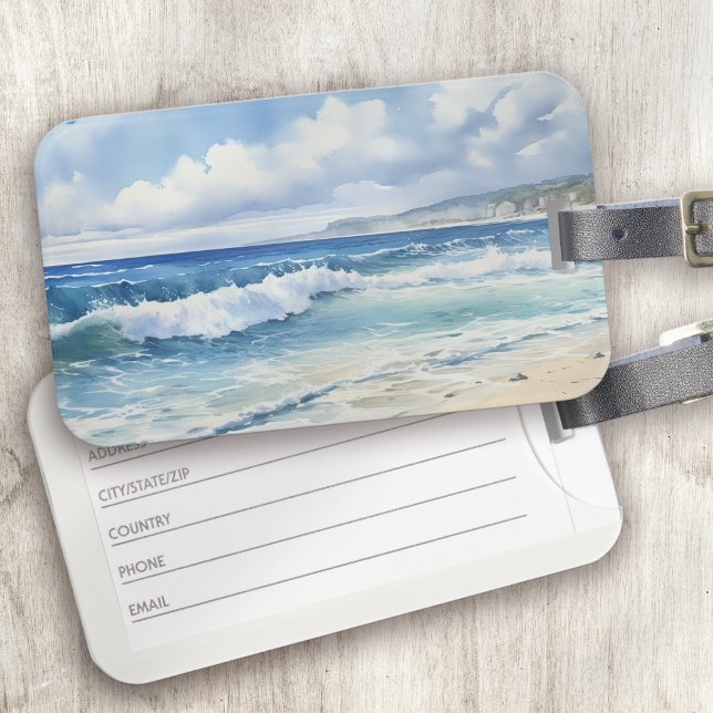 Ocean Waves Beach House Aesthetic Luggage Tag (Creator Uploaded)