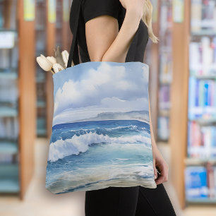 Ocean Waves Beach House Aesthetic Tote Bag