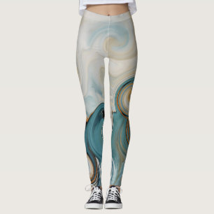 Ocean Waves Beach Teal Blue Abstract 74 Leggings