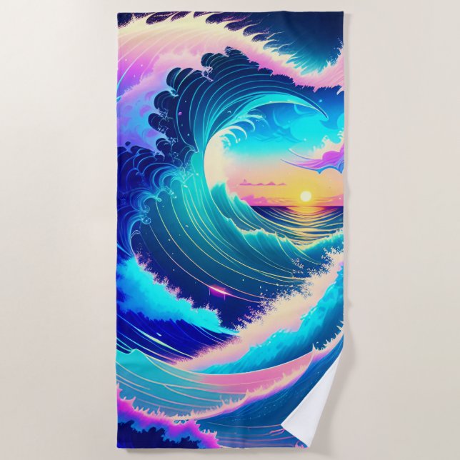 Ocean Waves Beach Towel (Front)