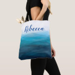 Ocean Waves Beach Watercolor Tote Bag, Turquoise Bag<br><div class="desc">Modern. Elegant. This design features my original blue waves watercolor painting. Personalise with your name or add a favourite saying.</div>