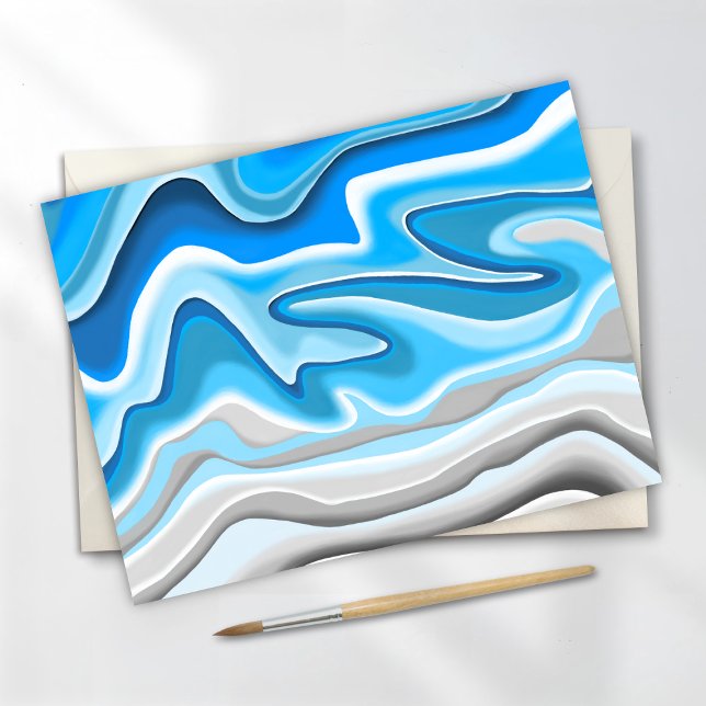 Ocean Waves | Blue Abstract Painting Postcard (Creator Uploaded)