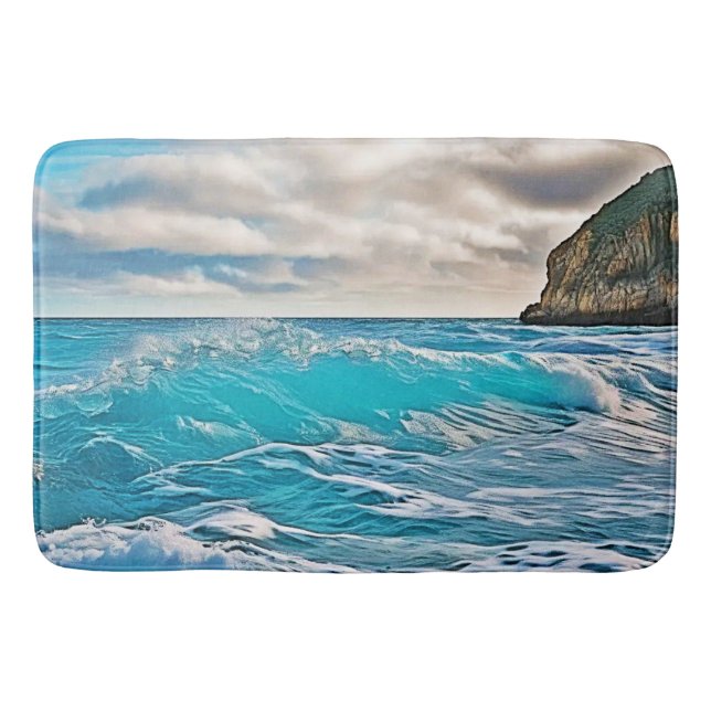 Ocean Waves: Blue Horizon Bath Mat (Front)