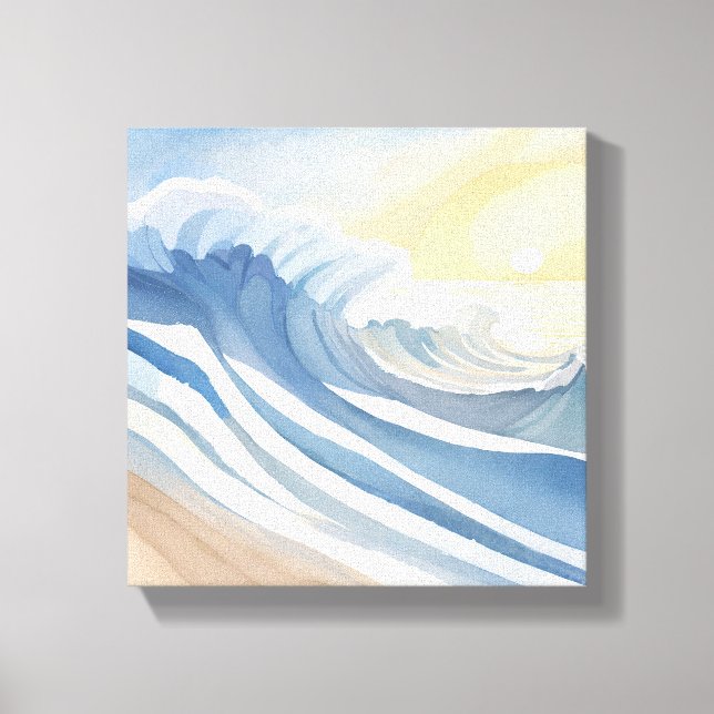 Ocean Waves | Blue Watercolor  Canvas Print (Front)