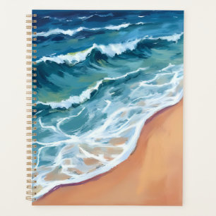 Ocean Waves Blue Watercolor Coastal Planner