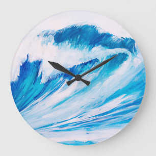 Ocean Waves: Blumarine Watercolor Beauty. Large Clock