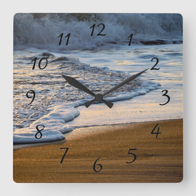 Ocean waves breaking on surf square wall clock (Front)