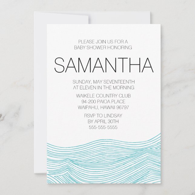 Ocean Waves Bridal or Baby Shower Invite (Front)