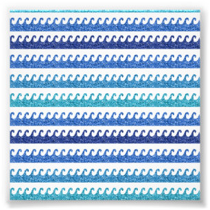 Ocean Waves Bright Blue Surfer Beach Surfing Photo Print
