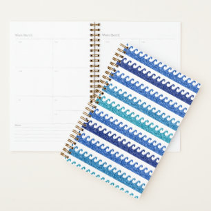 Ocean Waves Bright Blue Surfer Beach Surfing Planner
