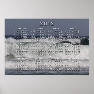 Ocean Waves Calendar Poster