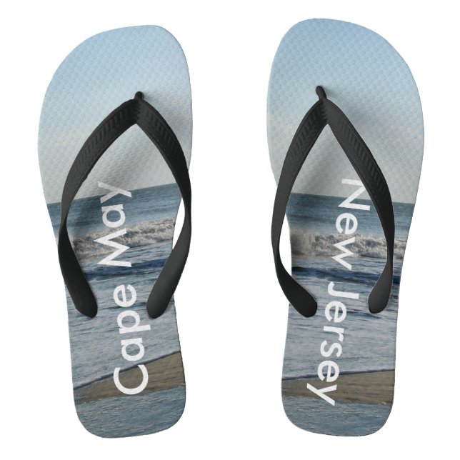 Ocean Waves Cape May New Jersey Flip Flops (Footbed)