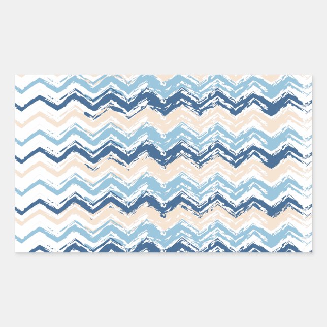 Ocean Waves Chevron Rectangular Sticker (Front)