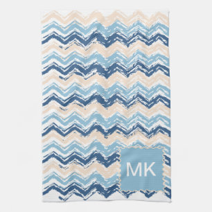 Ocean Waves Chevron Tea Towel