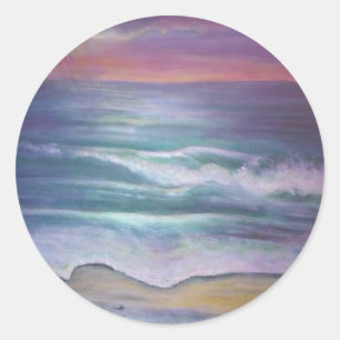 Ocean Waves Classic Round Sticker