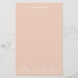Ocean waves coastal girls stationery paper 