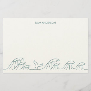 Ocean waves coastal kids stationery paper 
