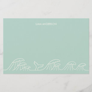 Ocean waves coastal kids stationery paper 