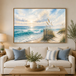 Ocean Waves Coastal Poster | Watercolor Wall Art