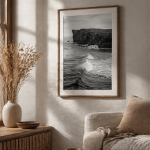 Ocean Waves Crashing Against Rocky Coastal Cliffs