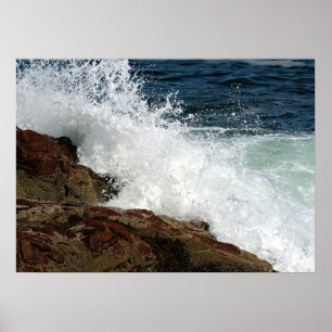 Ocean Waves Crashing against the Rocks Poster
