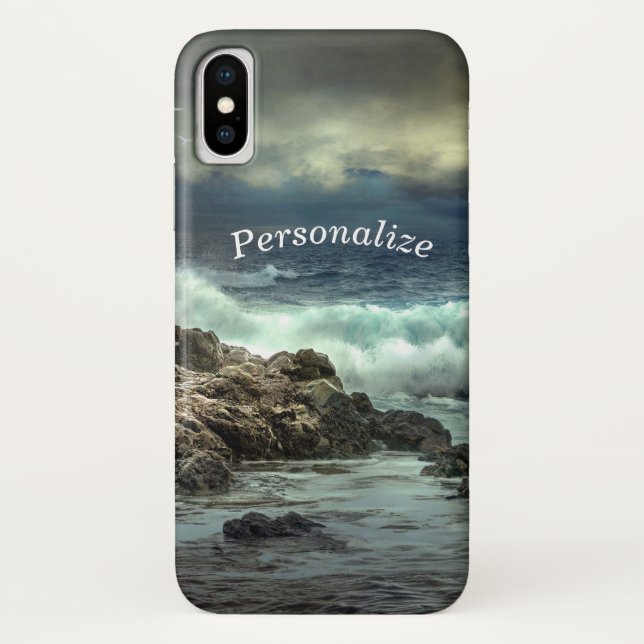 Ocean Waves Crashing into Rock Personalise Case-Mate iPhone Case (Back)