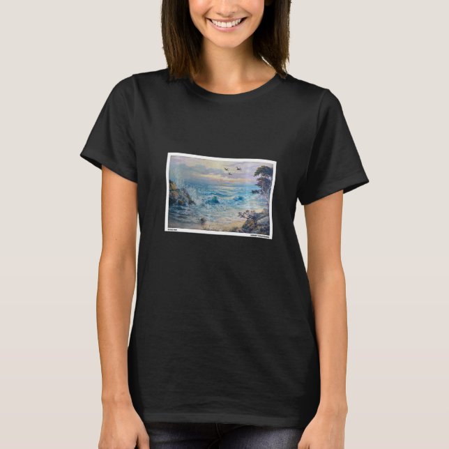 Ocean Waves Crashing Ocean Seascape Painting T-Shirt (Front)