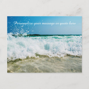 Ocean Waves Crashing Shore Personalise Message Postcard