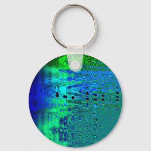 Ocean Waves Digital Abstract Key Ring