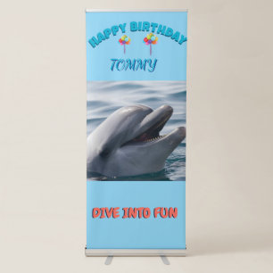 Ocean Waves Dolphin Birthday Banner