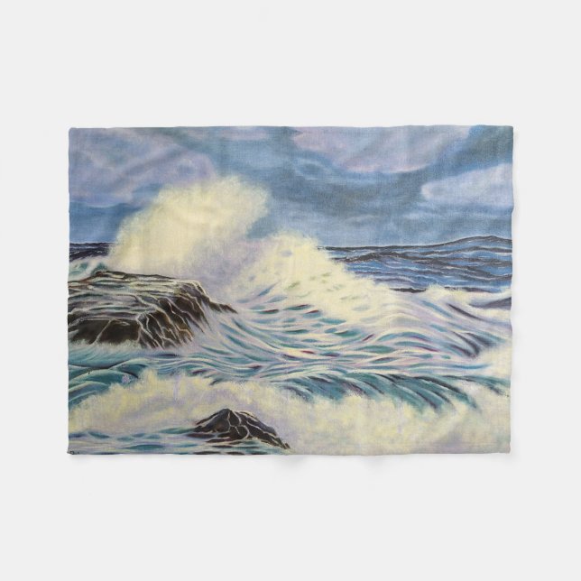 Ocean Waves Fleece Blanket (Front (Horizontal))