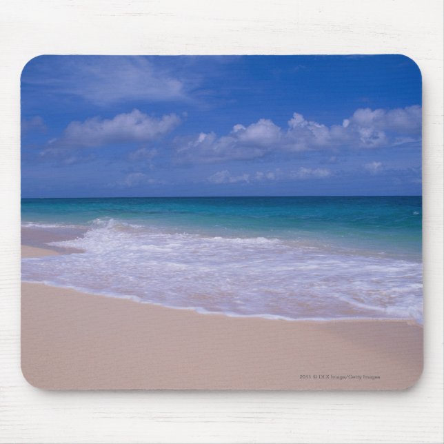 Ocean waves foaming onto sandy beach mouse mat (Front)