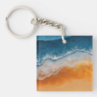Ocean Waves & Golden Sand – Beach Art Coastal Gift Key Ring