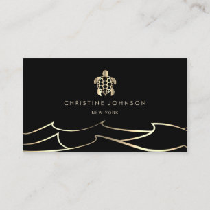 ocean waves golden turtle business card