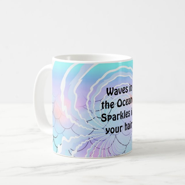 Ocean Waves Hair Sparkles Coffee Mug (Front Left)