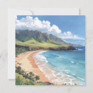 Ocean Waves Hawaii Flat Card