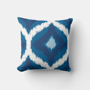 Ocean Waves Ikat Pattern Throw Pillow