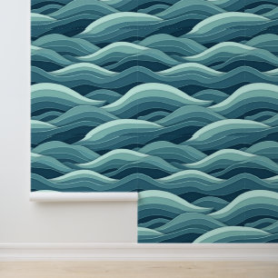 Ocean Waves in Paper Art: A 3D Paper Cut Design Wallpaper