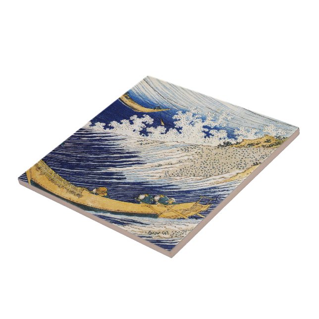 Ocean Waves Katsushika Hokusai masterpiece art Tile (Side)