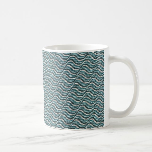 Ocean Waves Linen Look Coffee Mug (Right)
