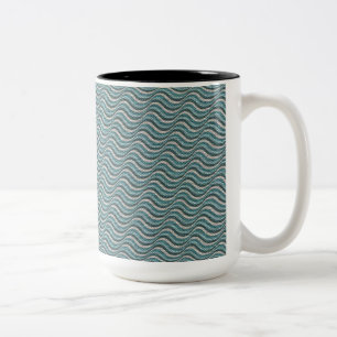 Ocean Waves Linen Look Two-Tone Coffee Mug