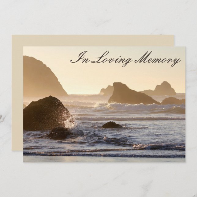 Ocean Waves Memorial Service Funeral Announcement (Front/Back)