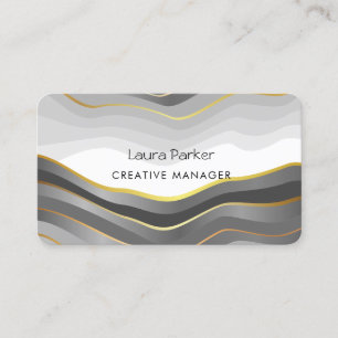 Ocean Waves Minimal Gold Curves Modern Black Business Card