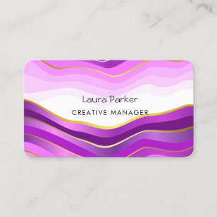 Ocean Waves Minimal Gold Curves Modern Purple Business Card
